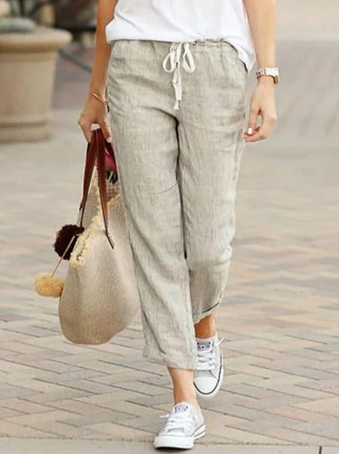 Casual Y2K Drawstring Elastic Waist Ankle Length Pants