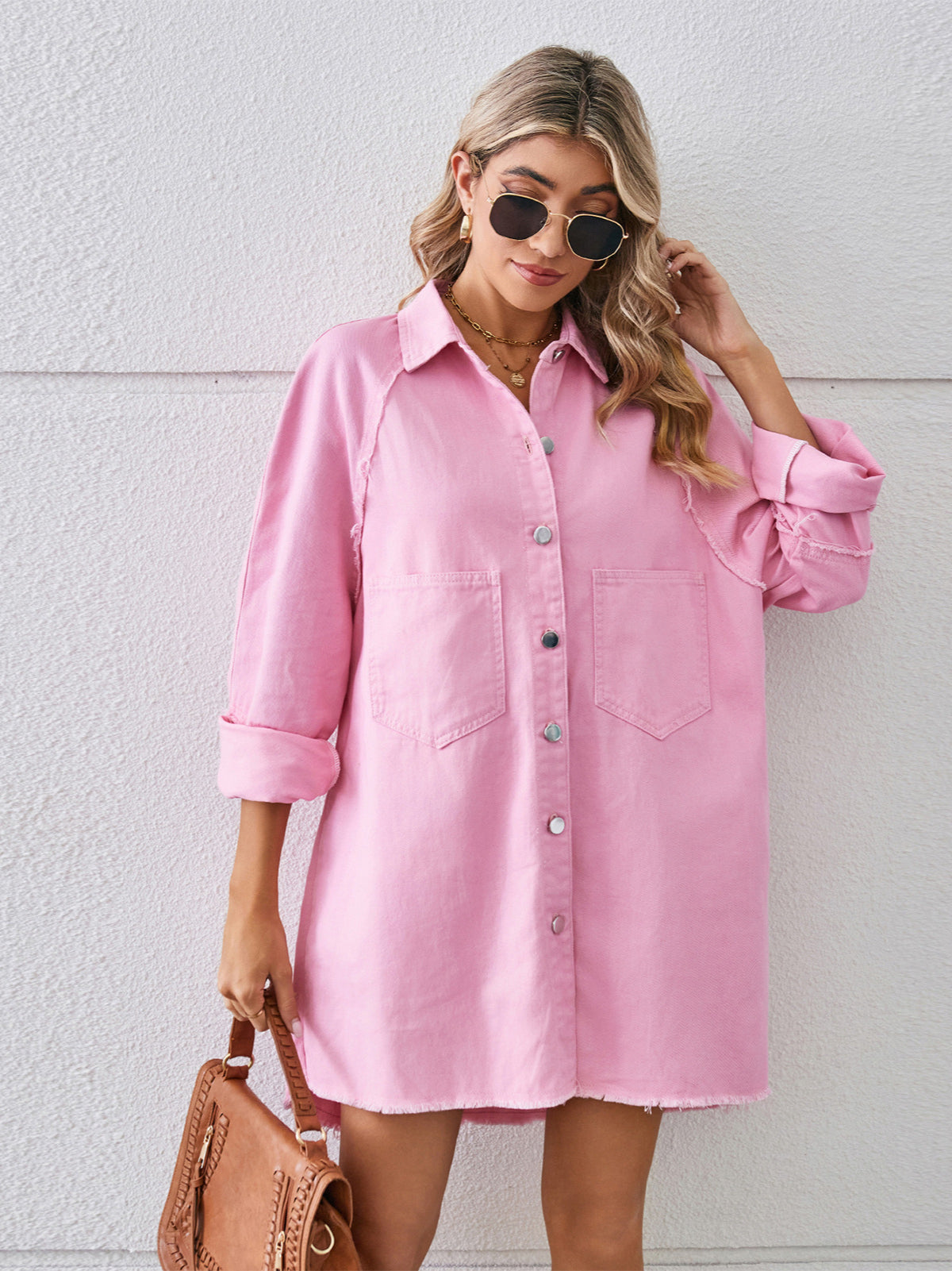 Casual Long-Sleeve Button-Up Shirt Dress