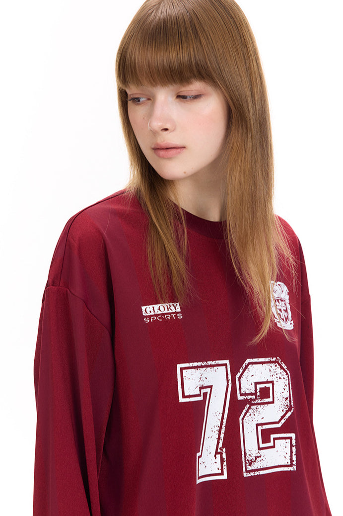 Number Print Sporty Long-Sleeve T-Shirt