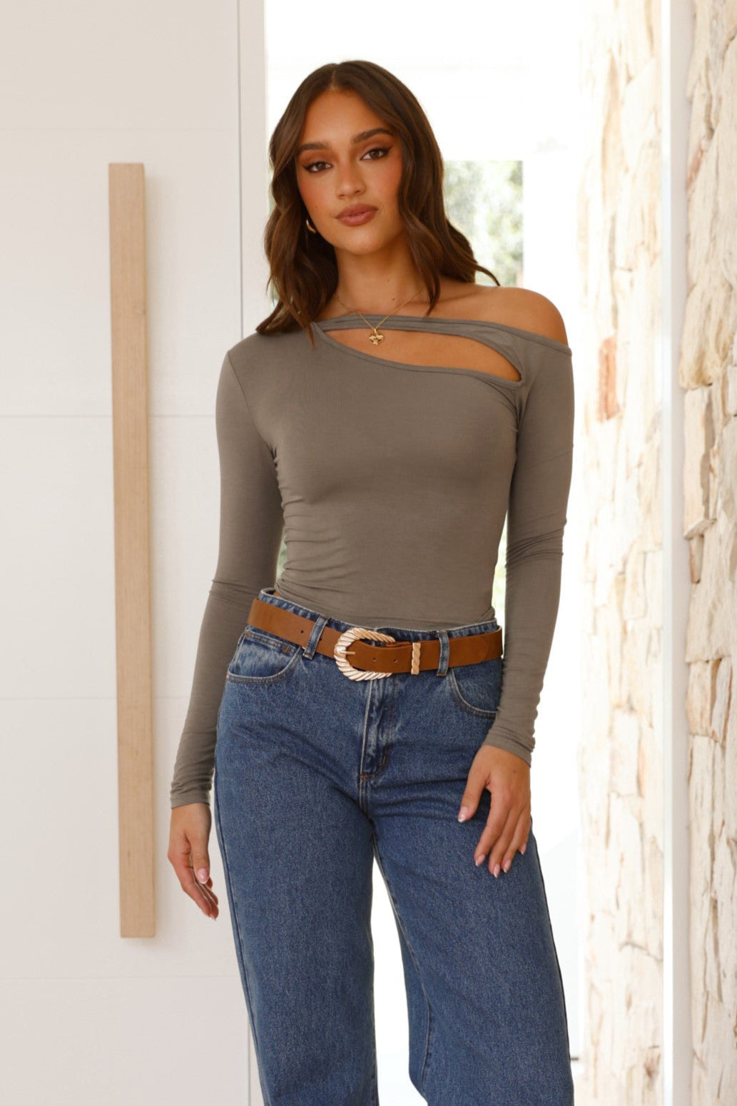 Elegant Long Sleeve Cut-Out Top