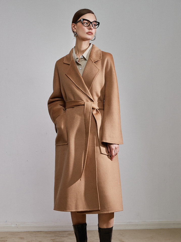 Damen Trenchcoat Mit Gürtel Lang Elegant Klassisch 