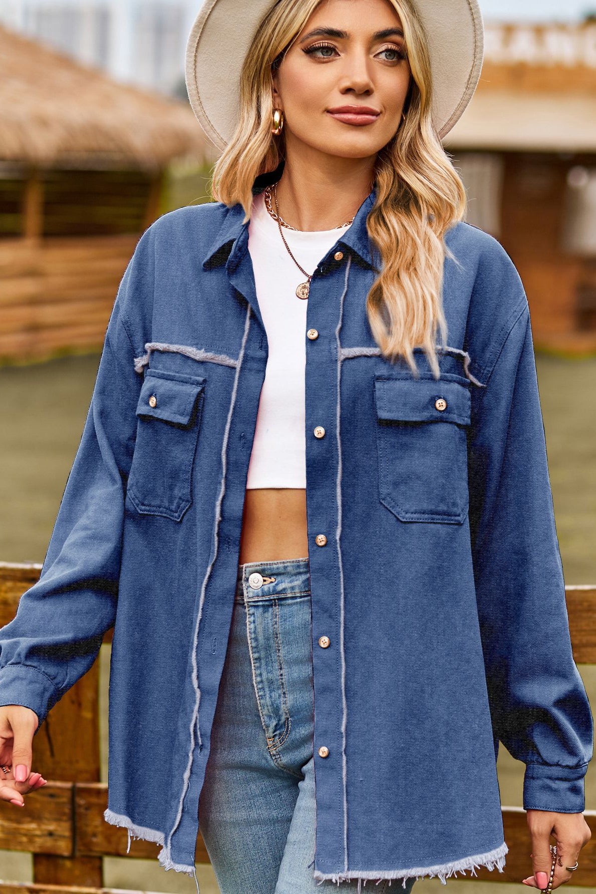 Casual Distressed Oversized Shirt