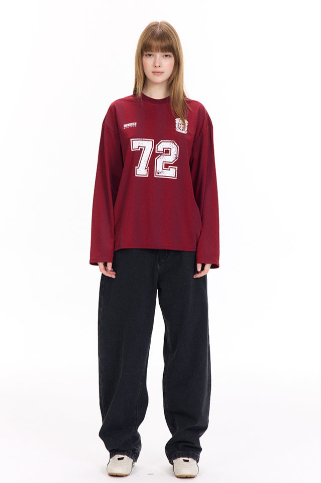 Number Print Sporty Long-Sleeve T-Shirt