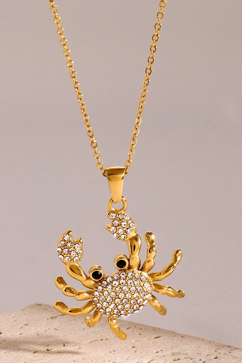 Gold Crab Pendant Necklace