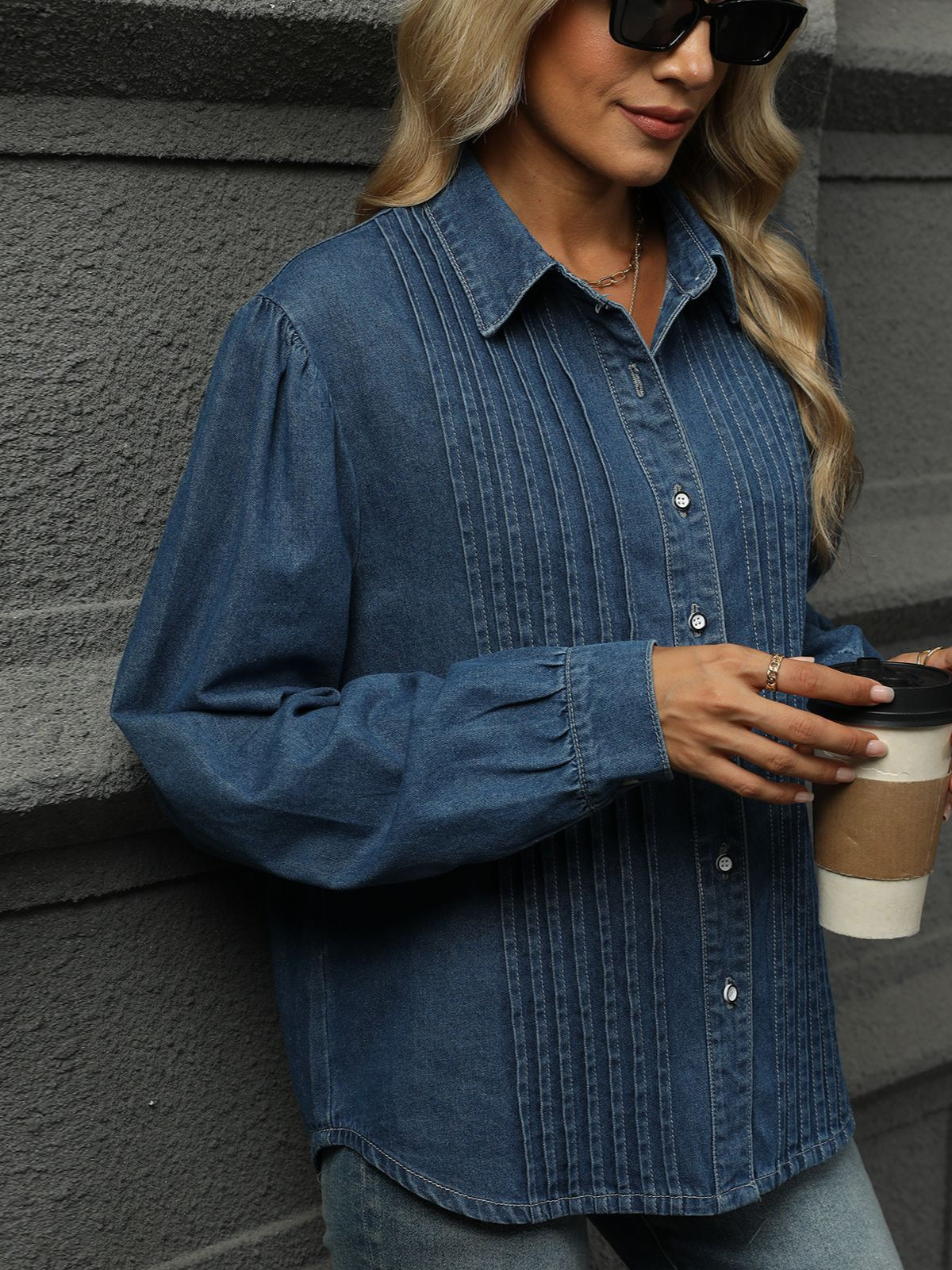 Blue Denim Pinstripe Oversized Shirt