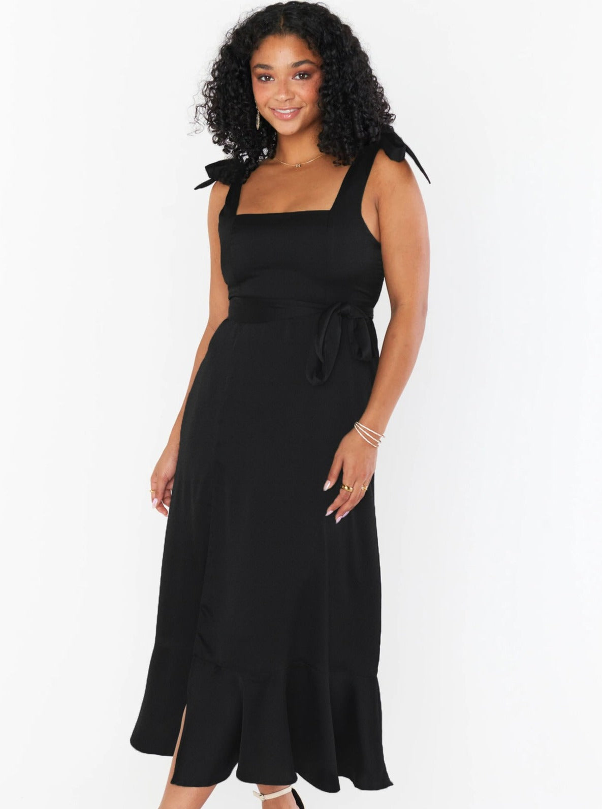 Sommerkleider Midi Schleife Elegant Leinen Maxi mit Schlitz