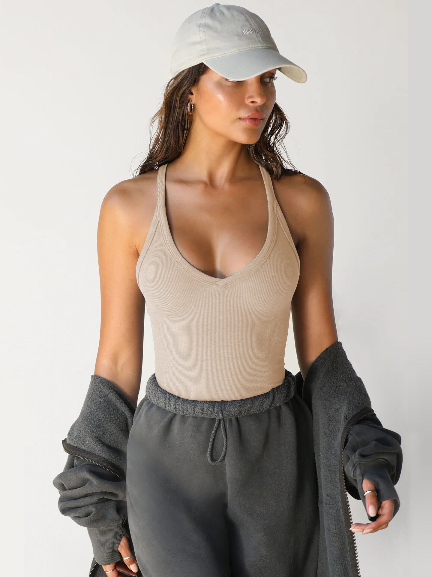 Sexy Casual Halter V-Neck Plain Sleeveless Top