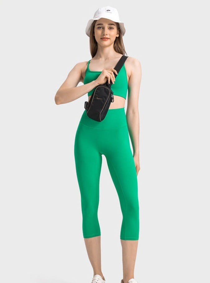 Green Stretchable High Waist Exercise Yoga Pants