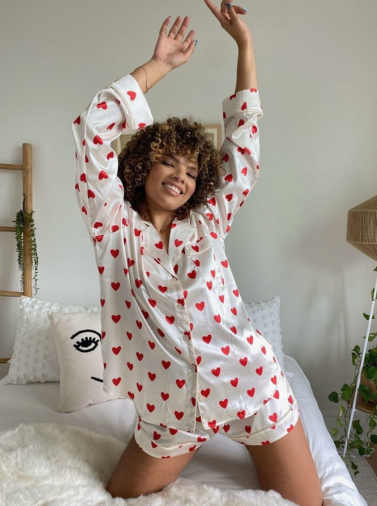 Sweet-Loved Printed Satin Soft Comfortable Home Wear