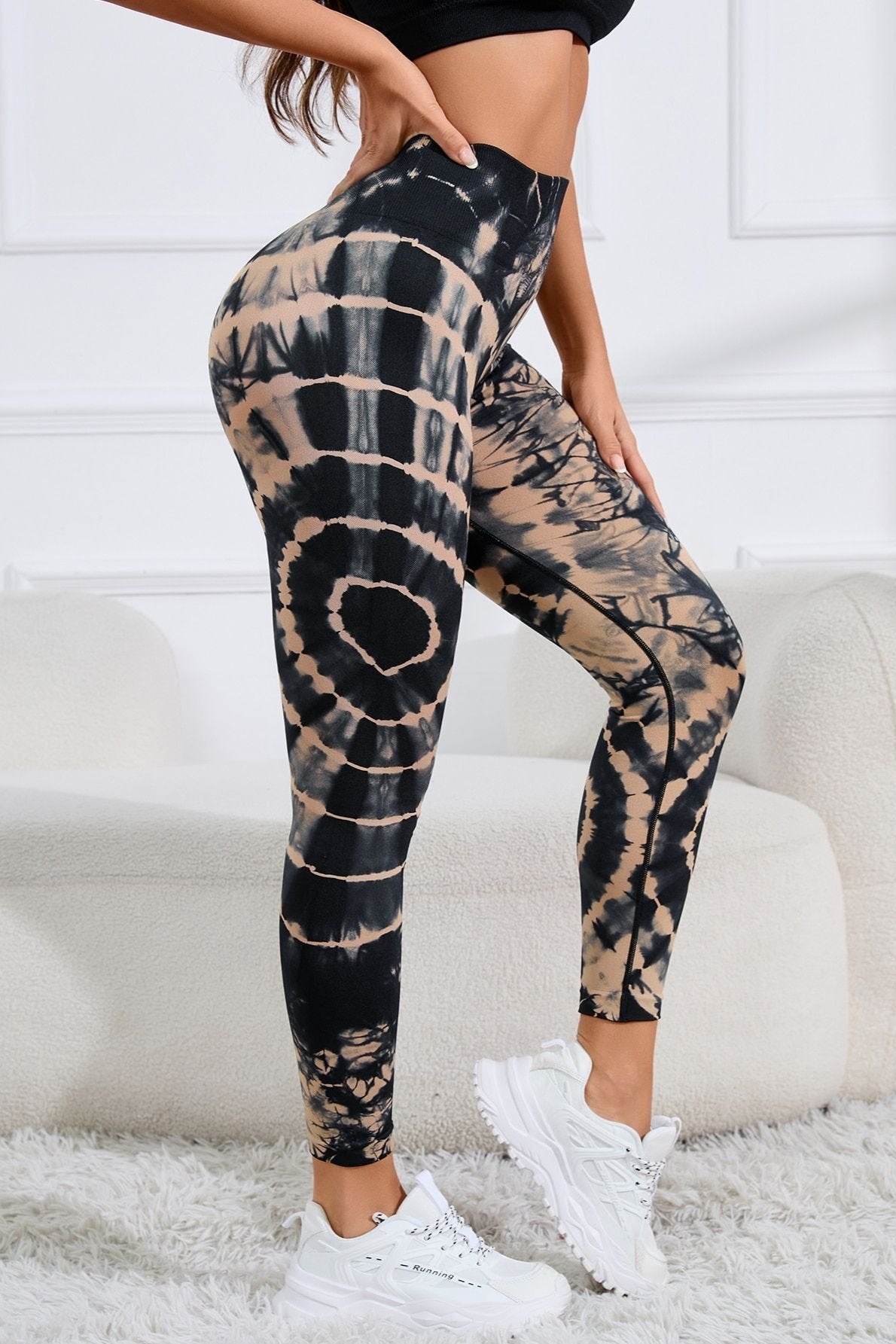 Black Seamless Tie Dye High Waist Yoga Pants