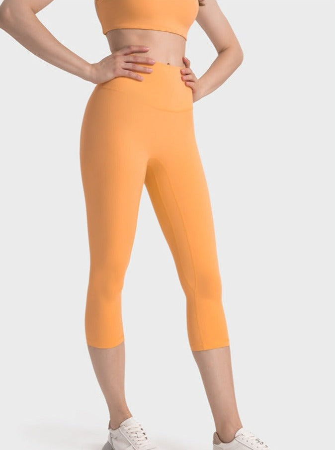 Orange Stretchable High Waist Exercise Yoga Pants