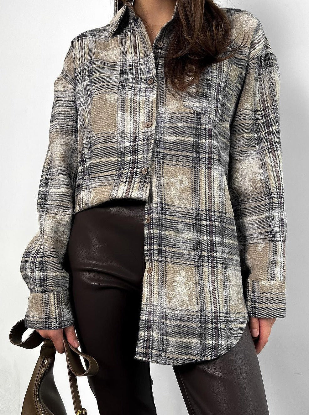 Retro Loose Plaid Long Sleeve Shirt