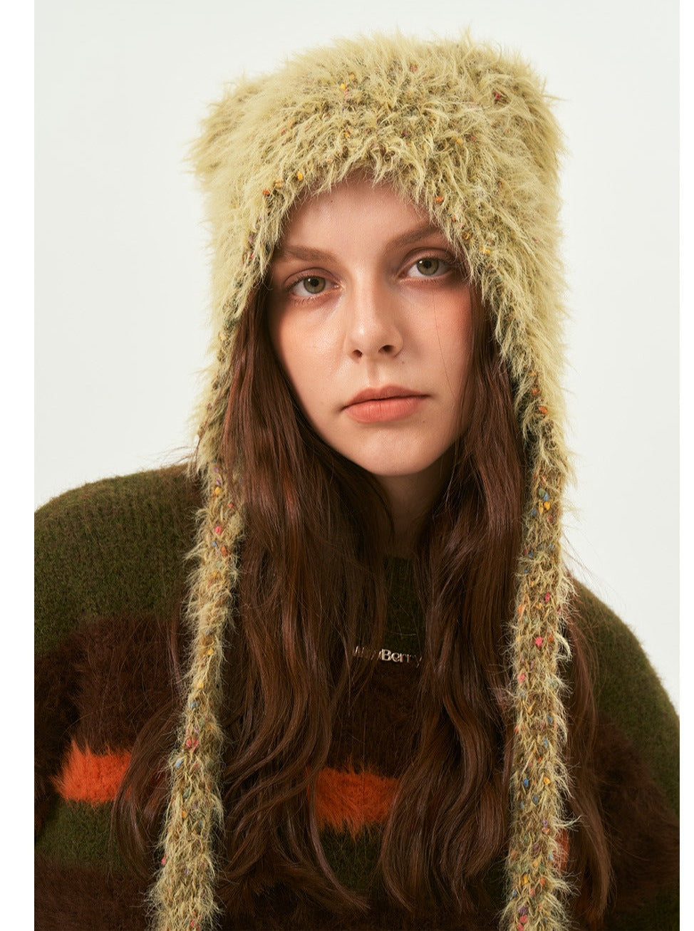 Green Warm Bear Winter Beanie Hat for Women