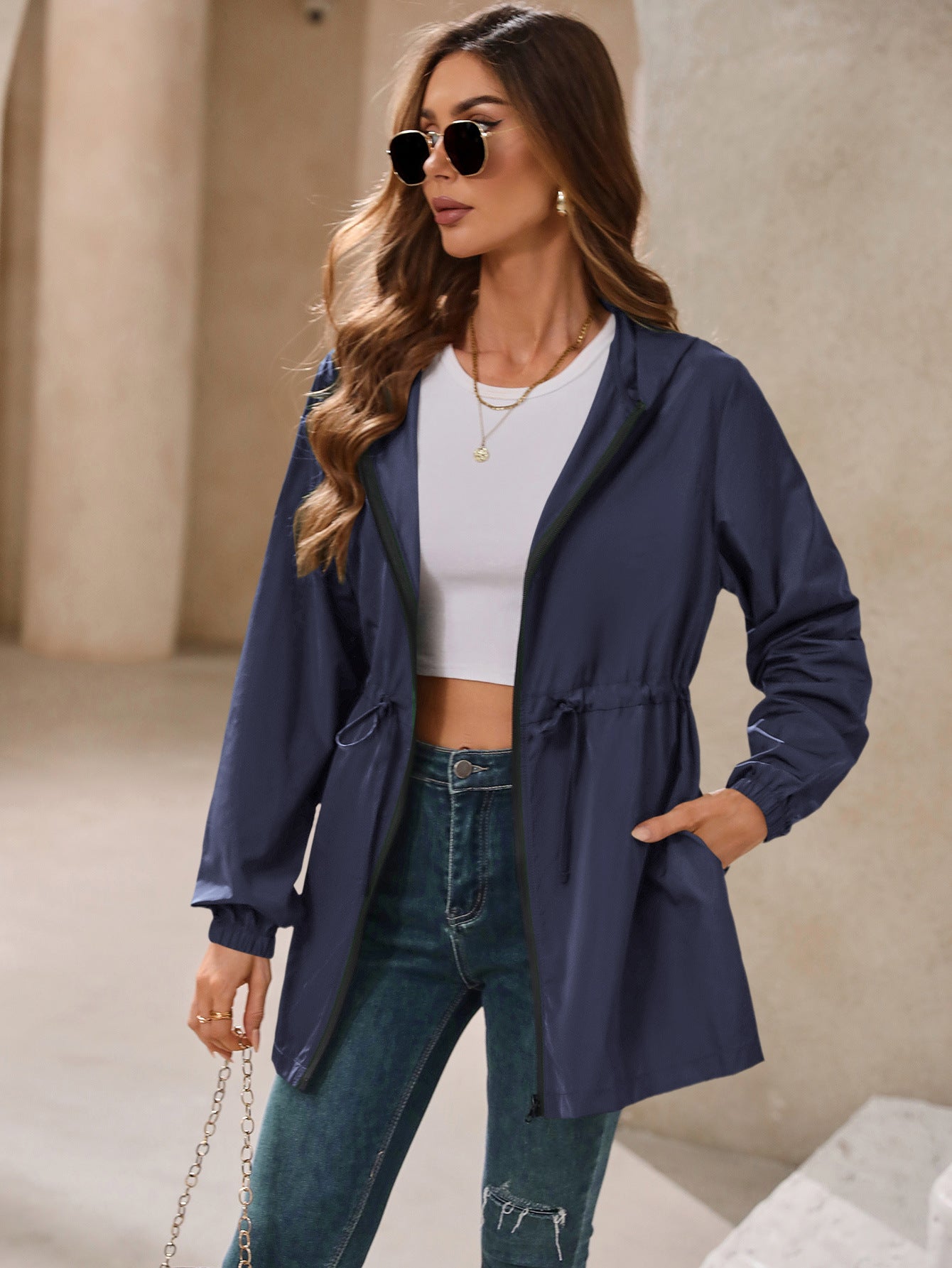 Trendy Sleek Hooded Raincoat