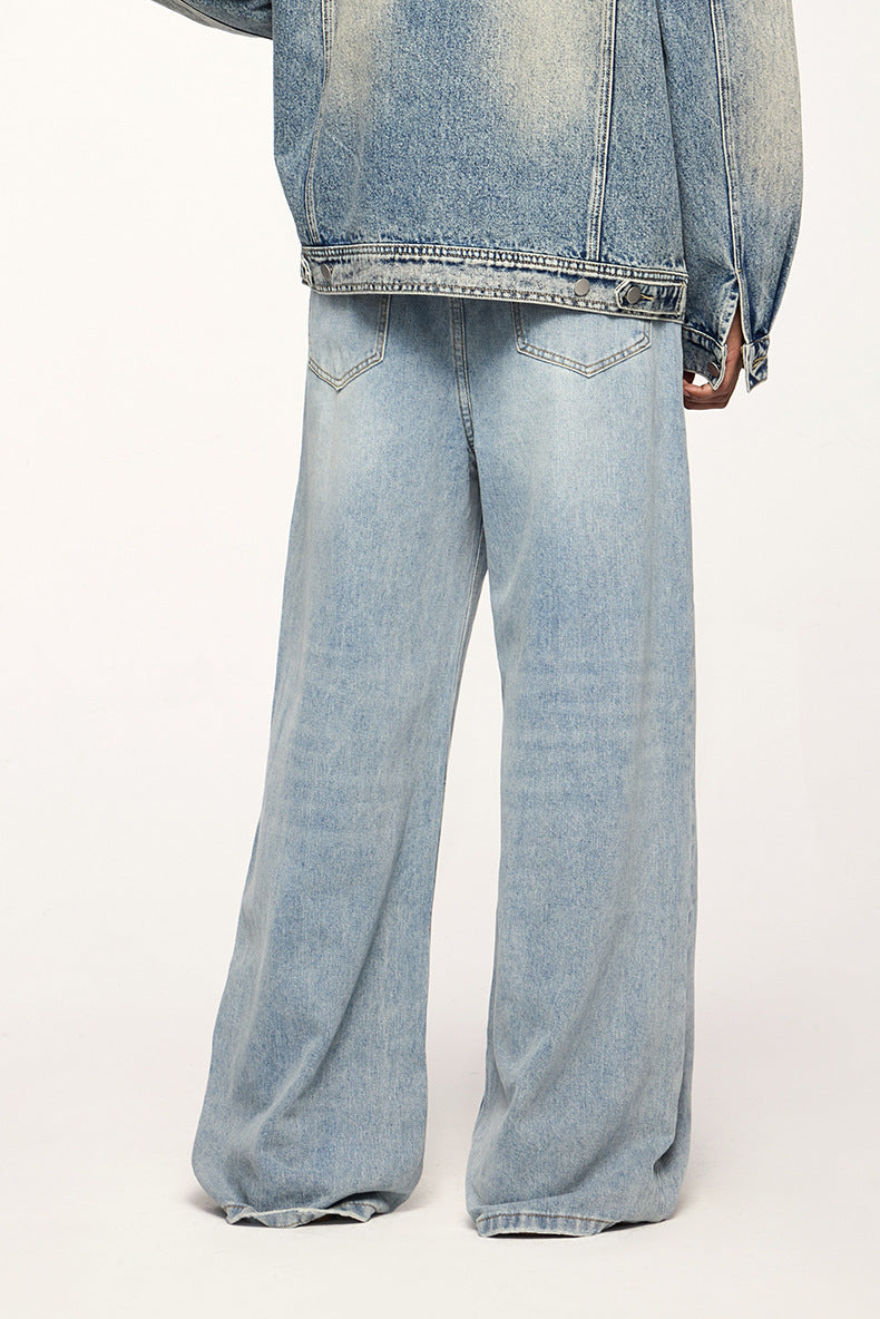 Vintage-Inspired Wide-Leg Denim Jeans