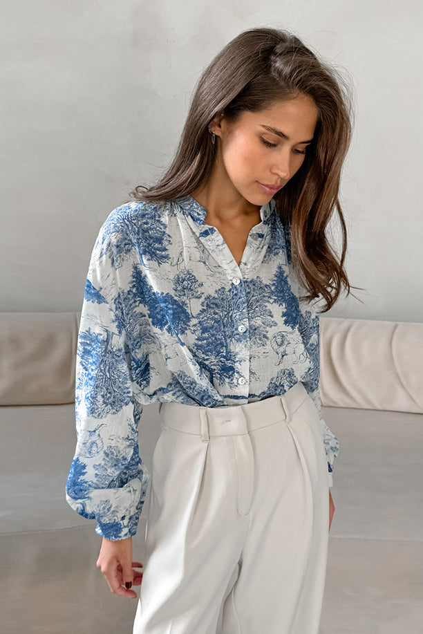 Stylish Long-Sleeved Floral Shirt