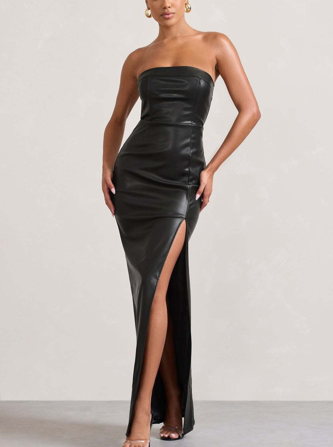 Strapless Slim Tube Midi Dress