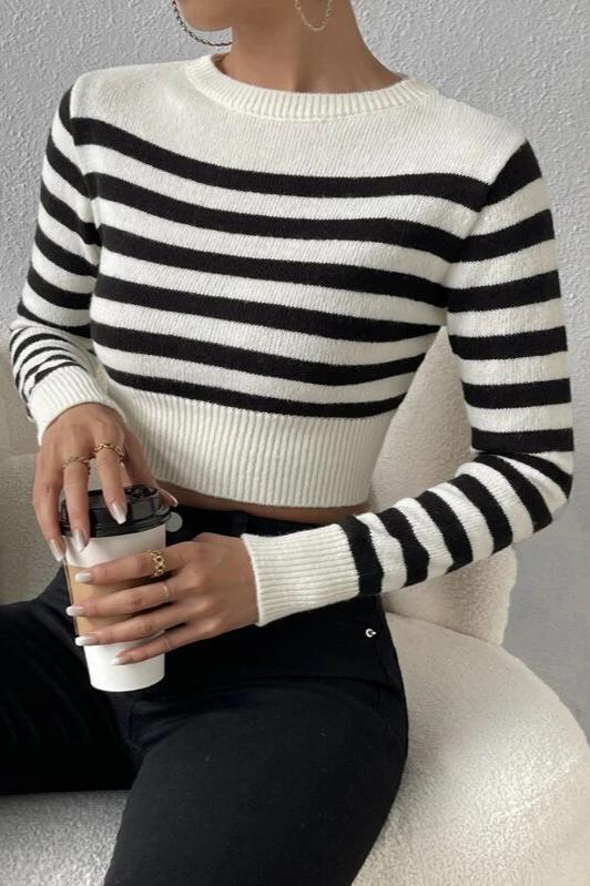 Long Sleeve Stripe Knitted Sweater