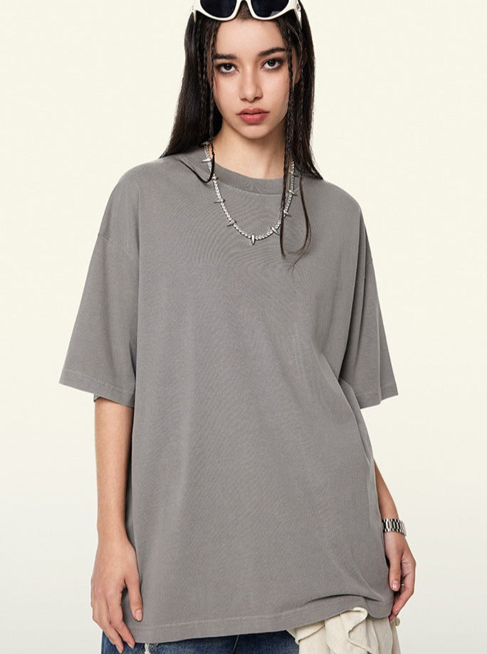 Gray Trendy Vintage Short-Sleeved Loose T-Shirt