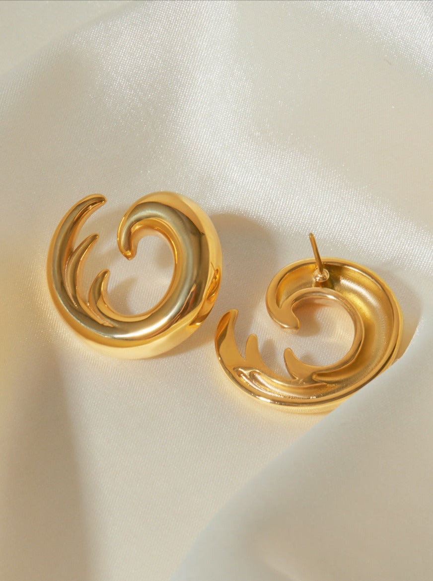 18K Gold Plated Wave Earrings