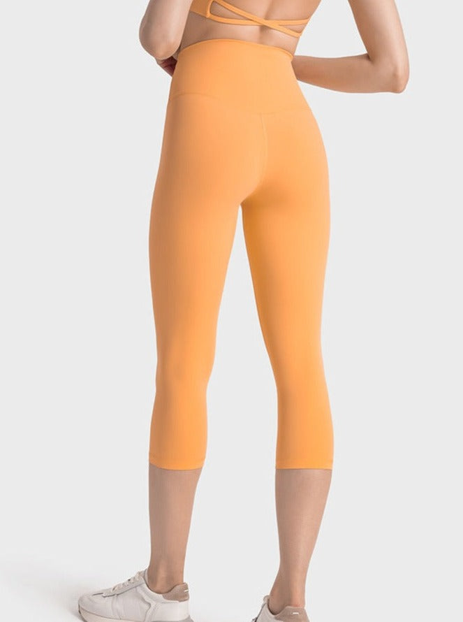 Orange Stretchable High Waist Exercise Yoga Pants