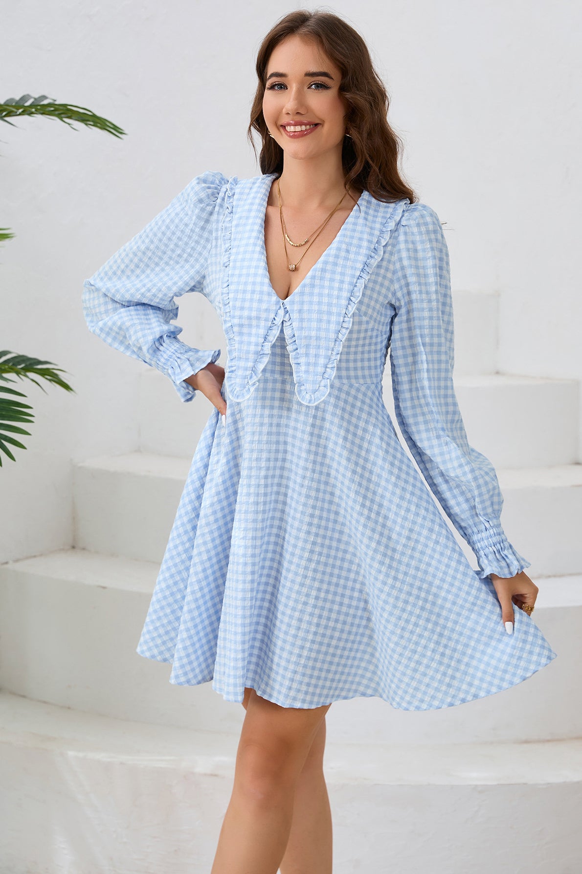 Ruffled Gingham Flounce Dress