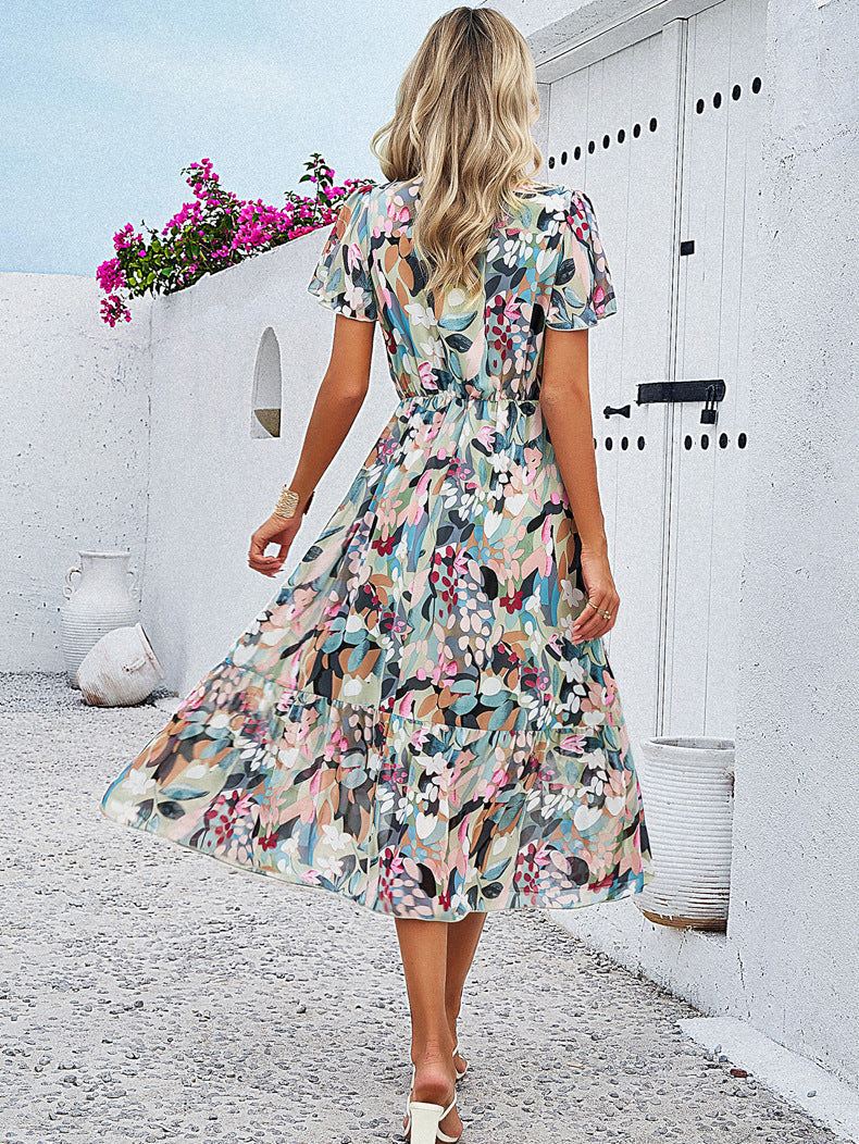 Green Floral V-Neck Sundress