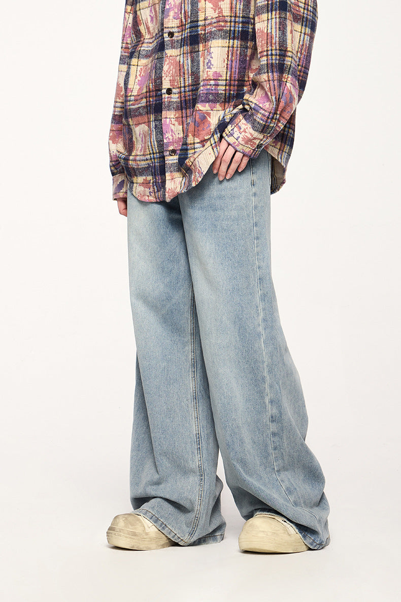 Vintage-Inspired Wide-Leg Denim Jeans