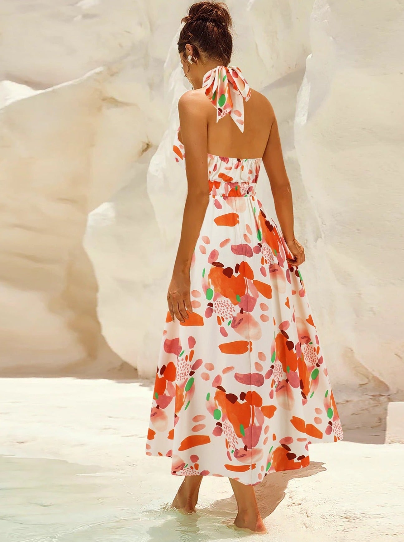 Tropical Print Sleeveless Elegant Sundress