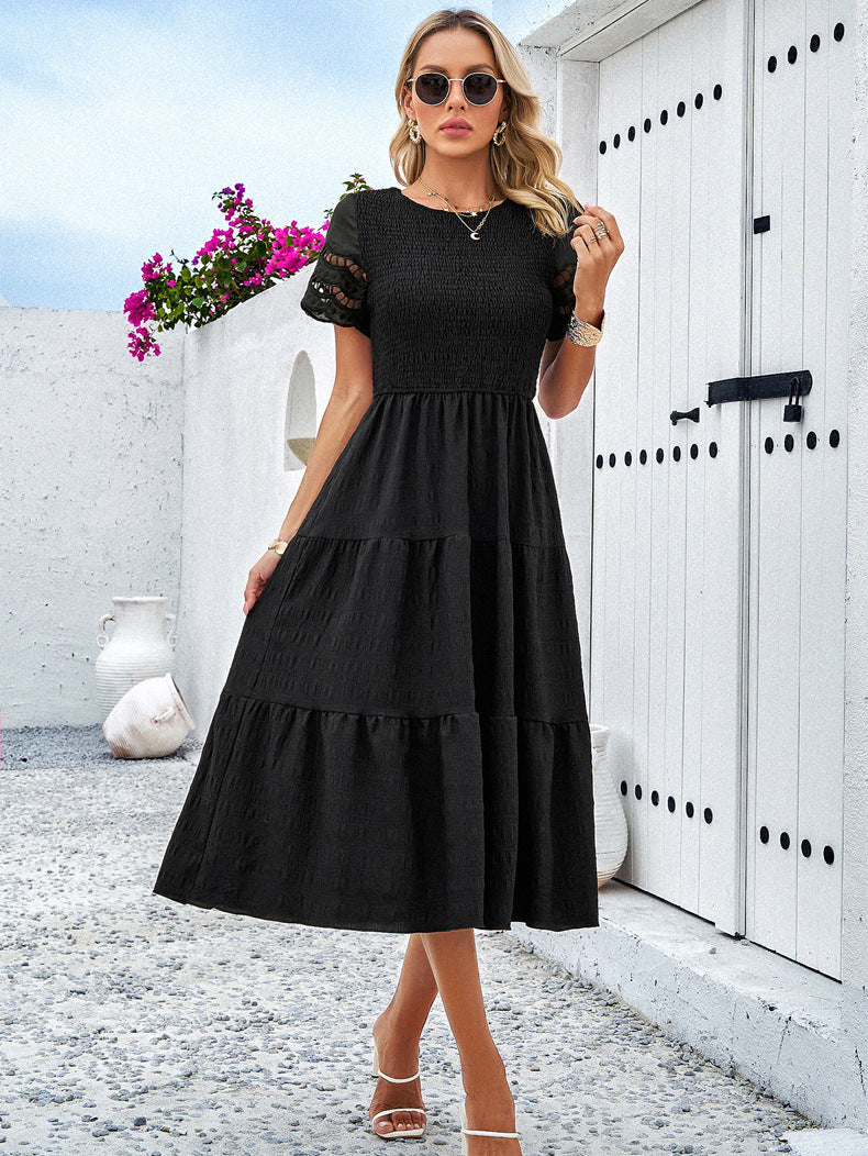 Black Elegant Layered Hollow Dress