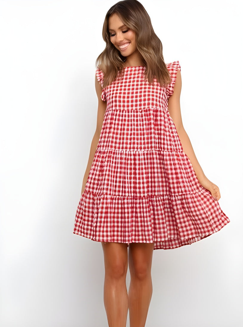 Classic Plaid Layered Sleeveless Dress