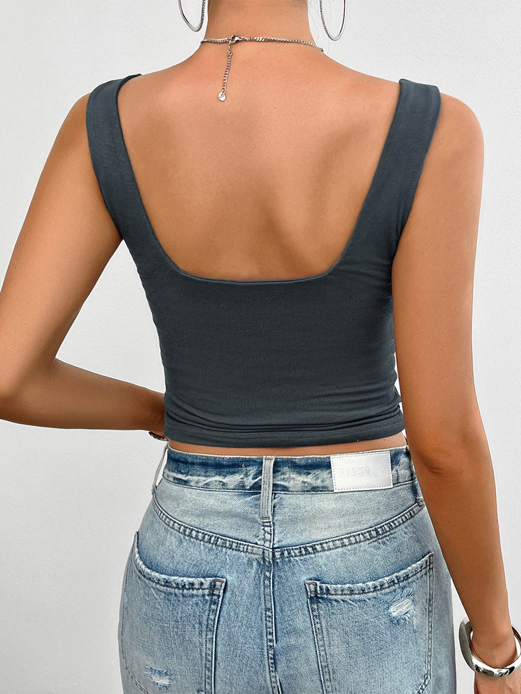 Grey Sexy Slim Twist Tank Top