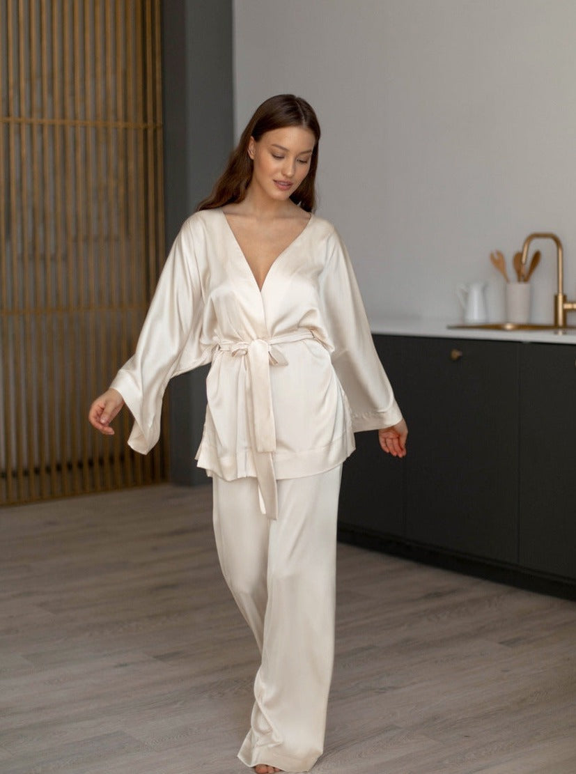 Solid Color Two Piece Women's Sleepwear Set