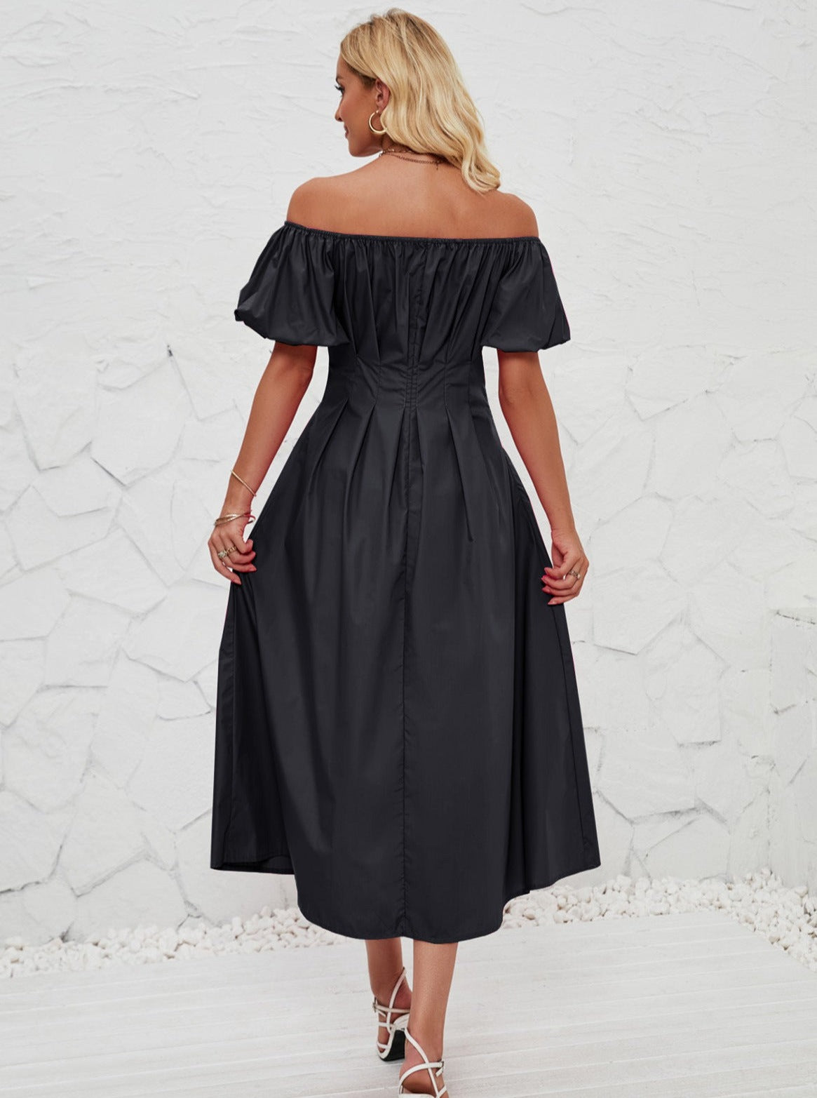 Off Shoulder Bell Sleeved Midi Dress