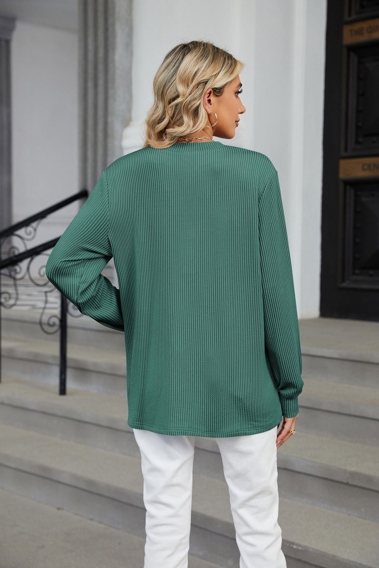 Classy Long Sleeve Deep V-Neck Loose Blouse