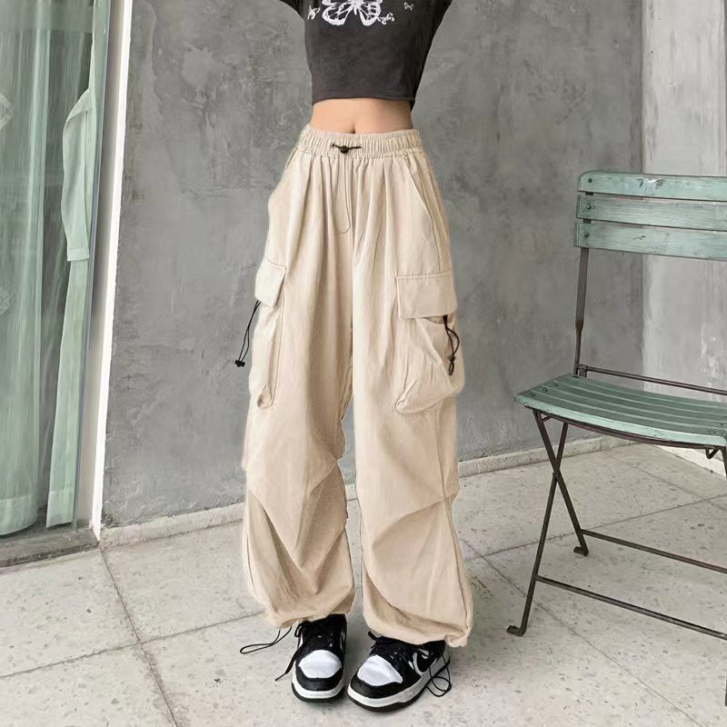 Casual Oversize Solid Low Waist Pants Drawstring Wide Leg Baggy Sweatpants