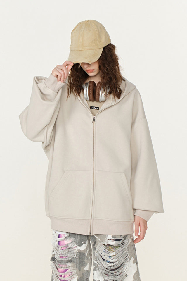 Zip Hoodie Damen Oversize Unisex Kapuzenjacke Bequem