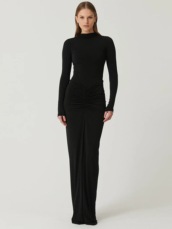 Elegant Long-Sleeve Maxi Dress