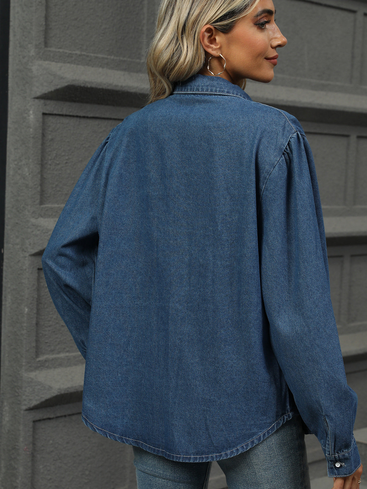 Blue Denim Pinstripe Oversized Shirt