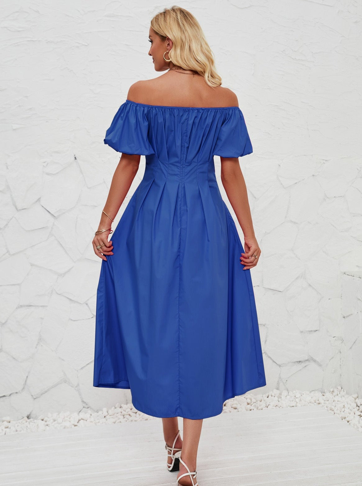 Off Shoulder Bell Sleeved Midi Dress